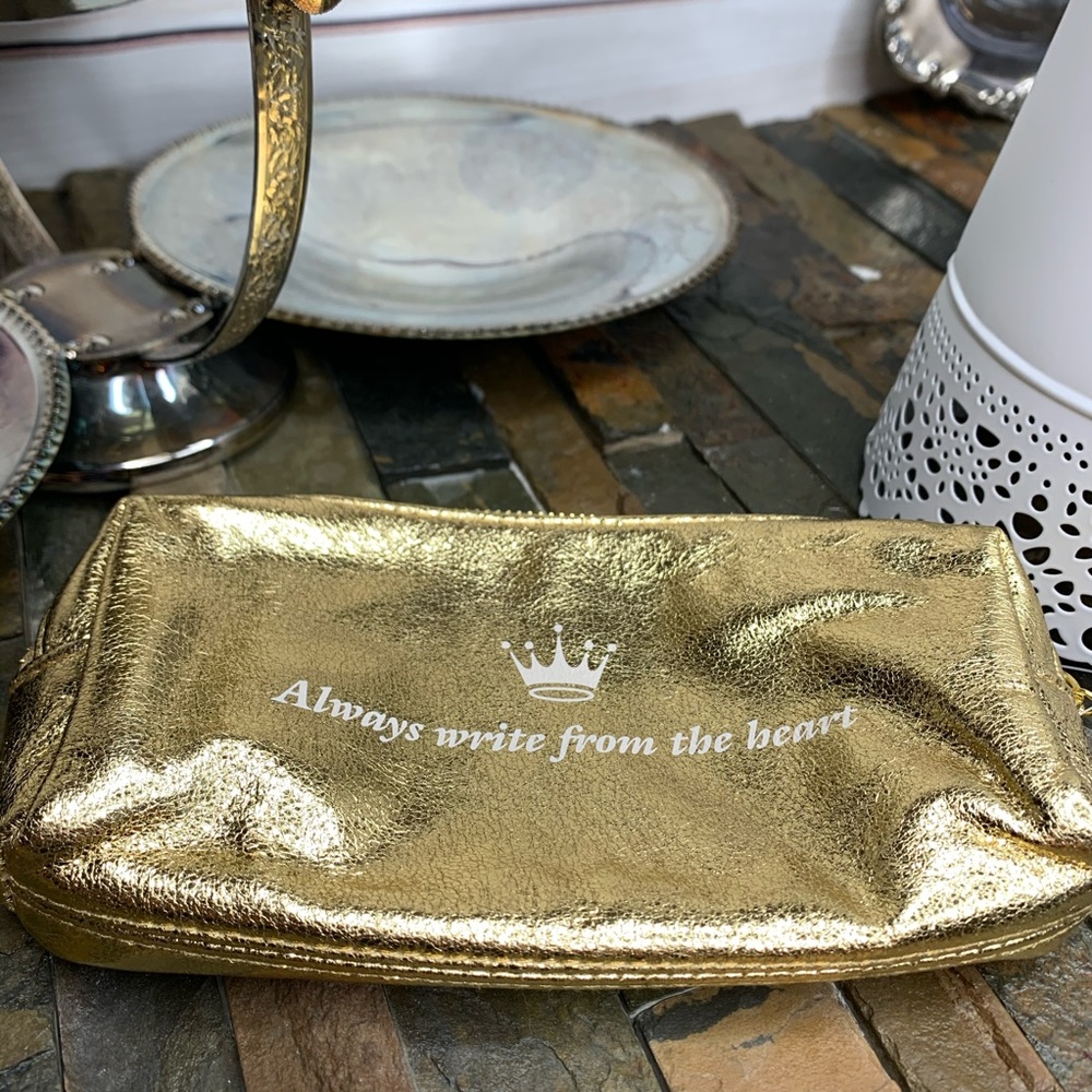 Hallmark Gold Zippered Mini Pouch or Makeup Bag - Picture 6 of 8